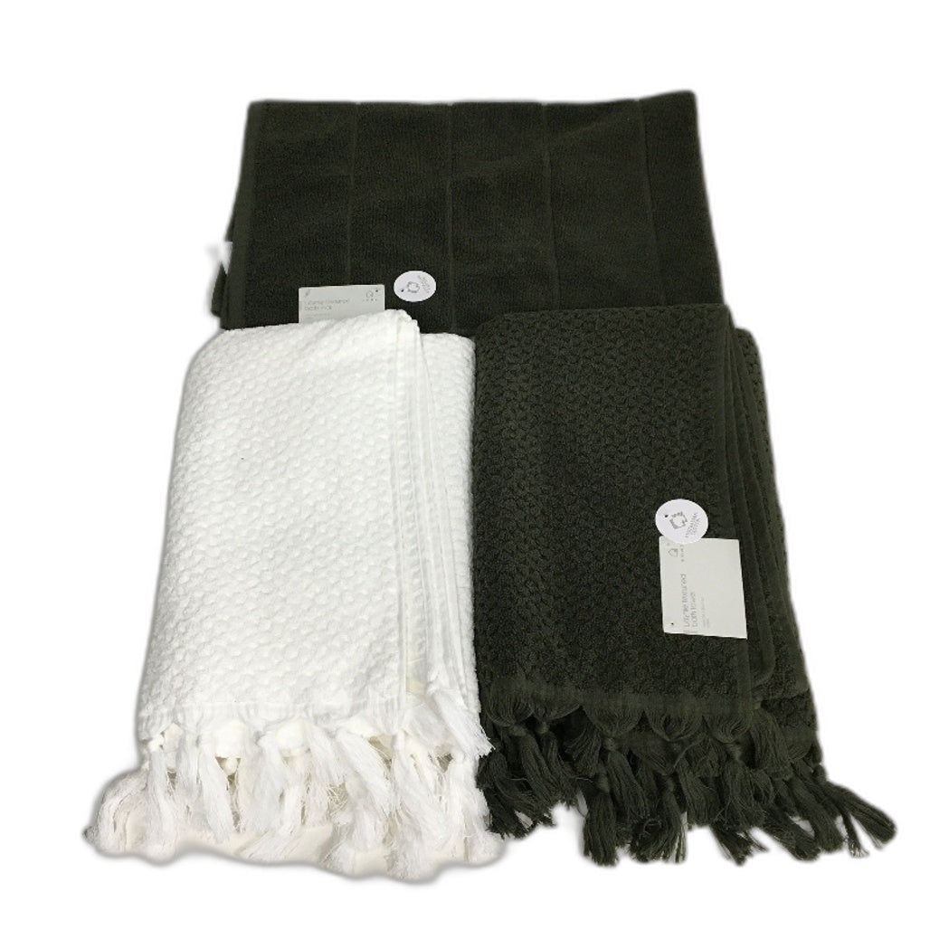 Target  Australian Cotton Laynie Textured Green White 2 Bath Towel & Mat Set NEW