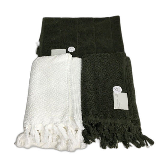 Target  Australian Cotton Laynie Textured Green White 2 Bath Towel & Mat Set NEW