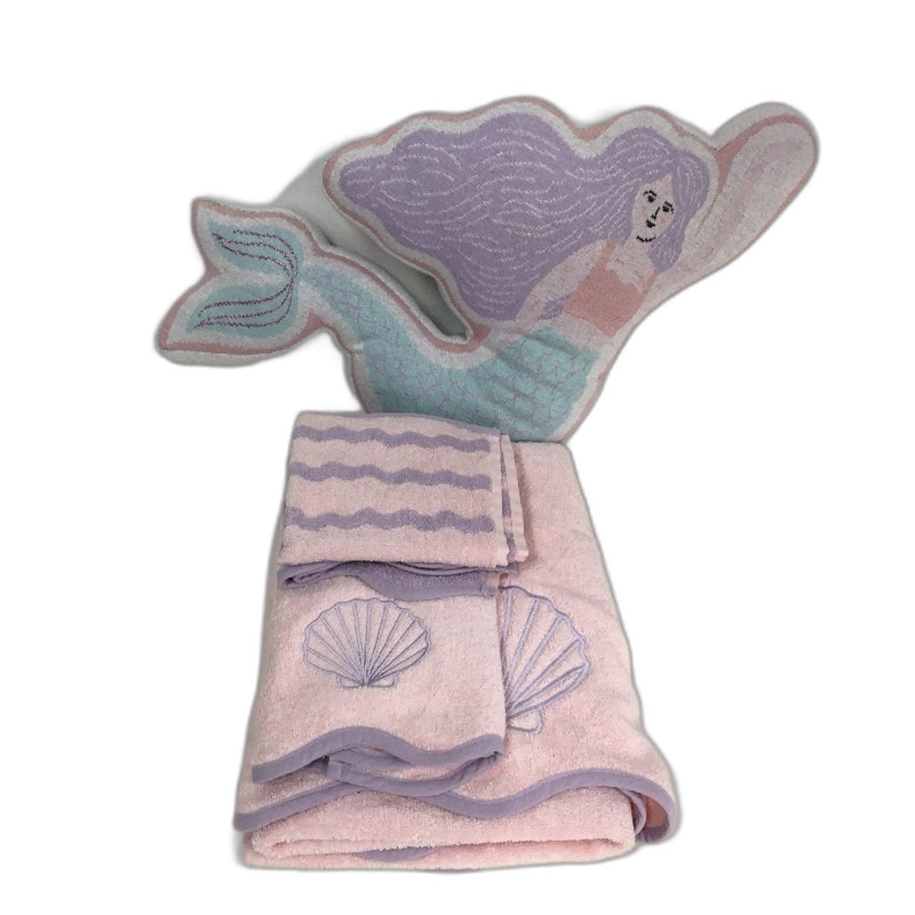 Target 5Pc Pink Kids Mermaid Cushion, Bath & Hand Towel & Face Washer Set NEW