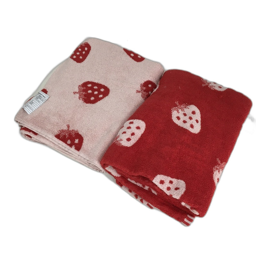 Target 4Pce Strawberry Milk Red & Pink Cushion, Floor Mat & 2 Bath Towel Set NEW