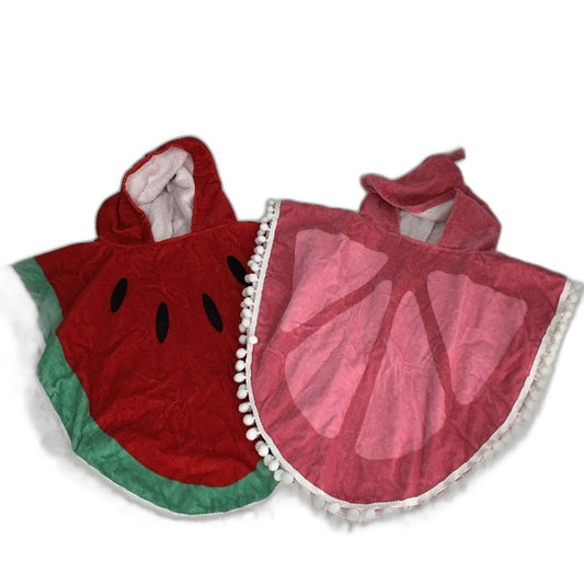 Target Aust CottonWatermelon Red & Pink Pompom Kids Hooded Bath Towel Pack NEW