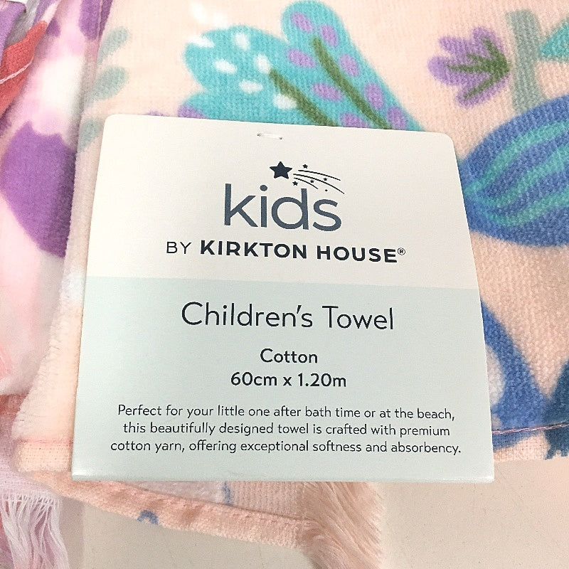 Kids Pink Themed Cotton 2 Beach Towel & 2 Hooded Beach Poncho Pack NEW