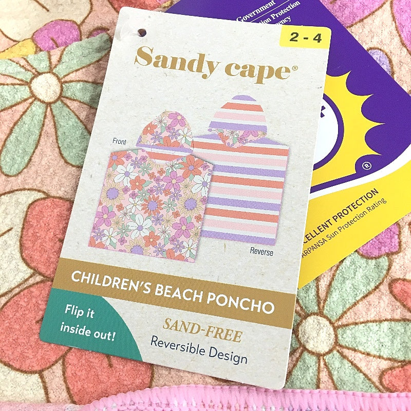 Kids Pink Themed Cotton 2 Beach Towel & 2 Hooded Beach Poncho Pack NEW