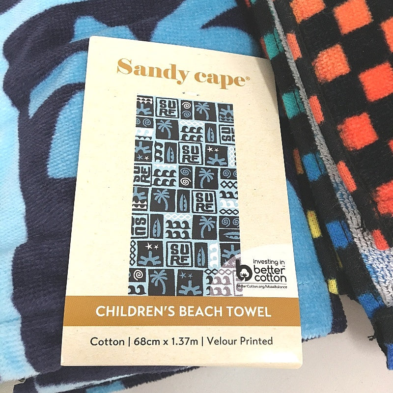 Kids 2 Piece Blue & Bright Soft Cotton Velour Printed Beach Towel Pack NEW