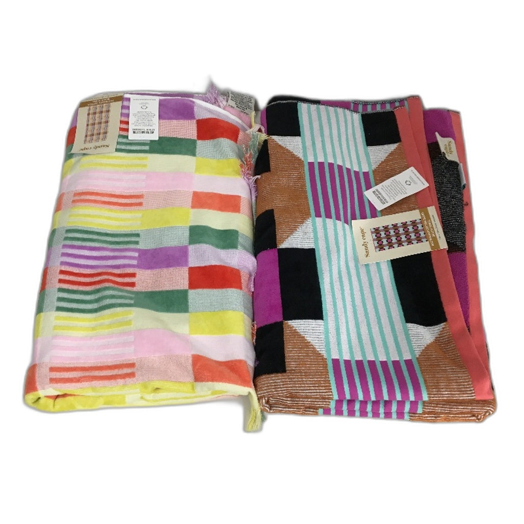 Bright & Colourful Velour Jacquard Adult Size Beach Towel 2Pce Pack 1 x 1.8m NEW