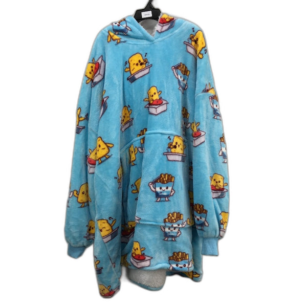 The Oodie Nuggets & Chips Might Blue Oversized Cozy Fleece Hoodie OSFM Adult