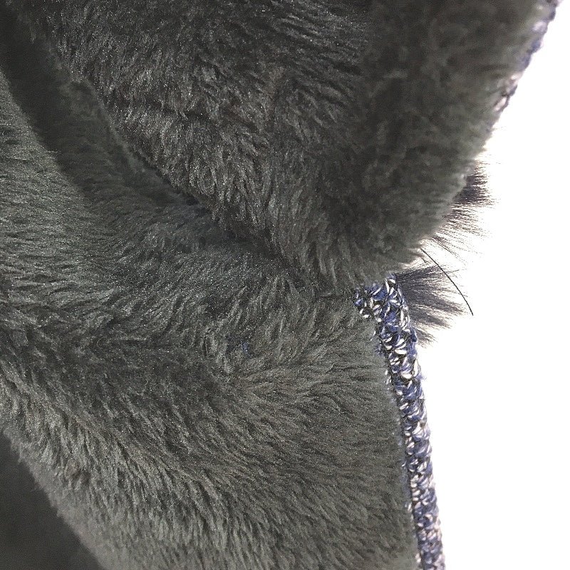 Navy Blue Faux Fur Collar Knit Outer Fleece Lined Evening Wear Poncho OSFM