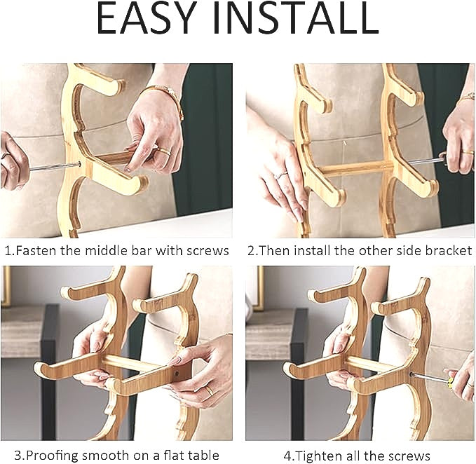 3 Tier White Ceramic Double Layer Serving Plates with Bamboo Wood Stand NEW