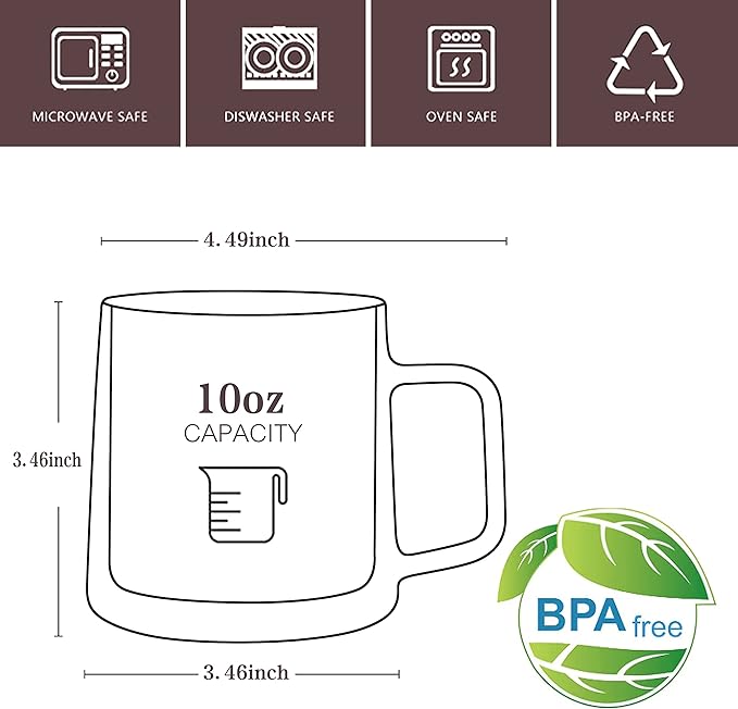 CNGLASS Set Of 4 300ml Clear Insulated Large Double Wall Glass Coffee Mug NEW