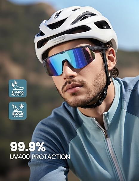 Lamicall Ultralight Polarized UV400 Protect Cycling Sunglasses in Blue Green NEW