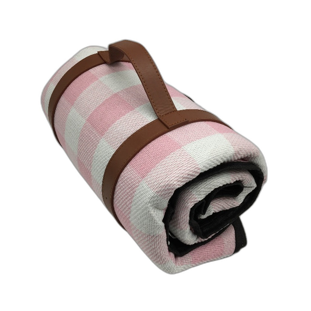 200cm Pink Gingham Foldable Extra Large Waterproof Outdoor Picnic Blanket NEW