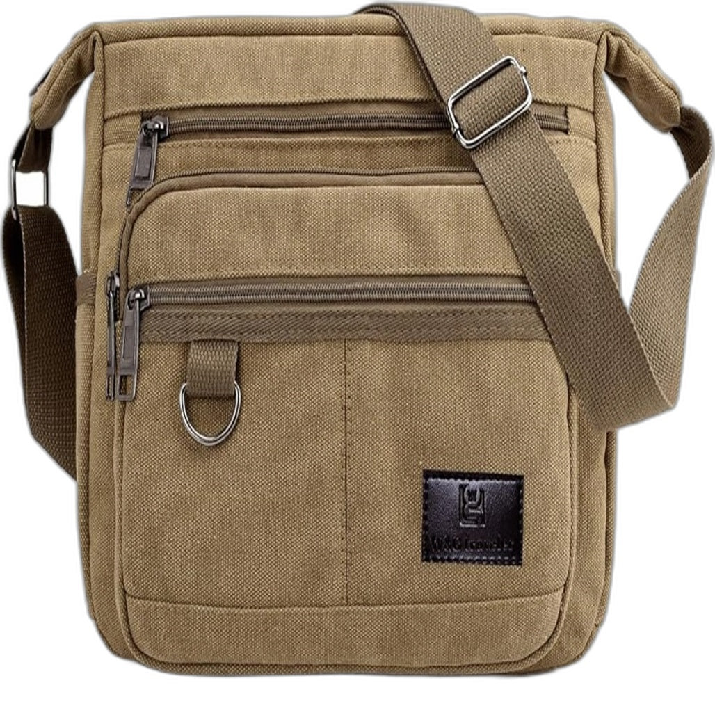W&G Traveler 13 Inch Laptop Crossbody RFID Wallet Messenger Bag in Khaki NEW
