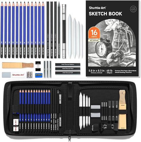 Shuttle Art 37 Pack All in 1 Sketching Drawing Kit with Carrying Case DEMO