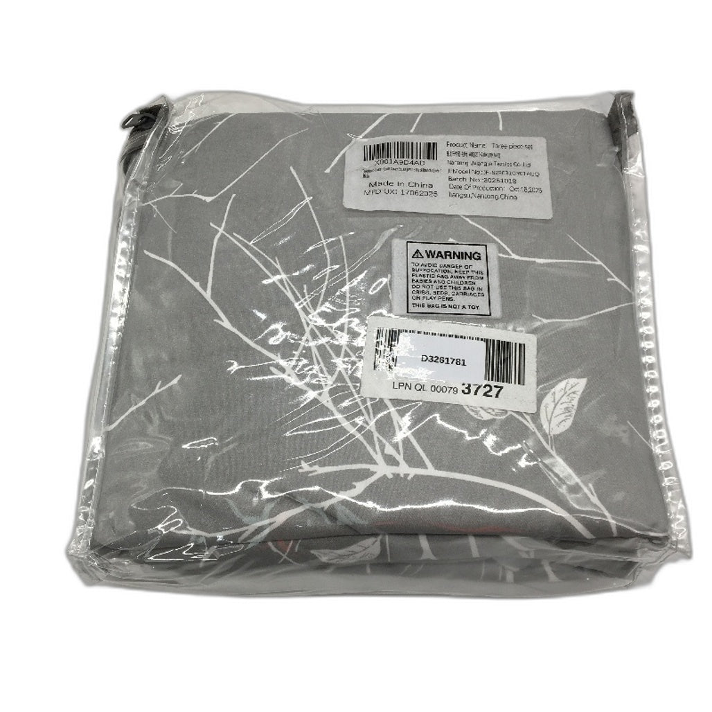 Tokokimo Grey White Branch Quilt Cover Set Size QUEEN 210x210cm NEW