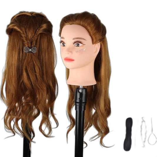 23 Inch Hair Styling Training Mannequin Head with 60% Real Human Hair Kit NEW