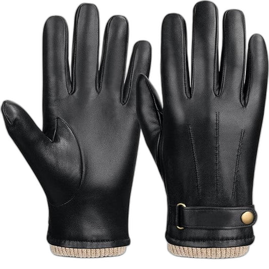 Ozero Winter Wool Blend Lined Black Sheepskin Motorcycle Gloves Size Large NEW