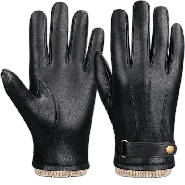 Ozero Winter Wool Blend Lined Black Sheepskin Motorcycle Gloves Size Large NEW