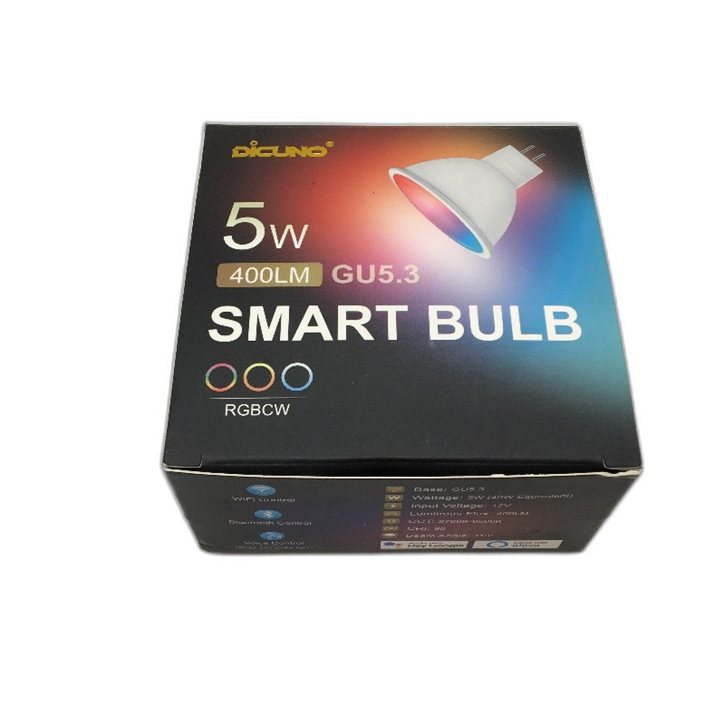 DiCUNO Pack of 4 5W 400 Lumen GU5.3 RGBCW Dimmable Smart App Control Bulbs NEW
