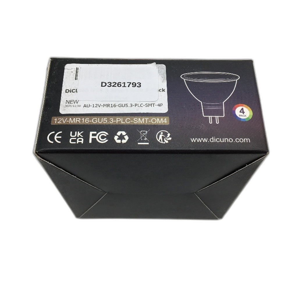 DiCUNO Pack of 4 5W 400 Lumen GU5.3 RGBCW Dimmable Smart App Control Bulbs NEW