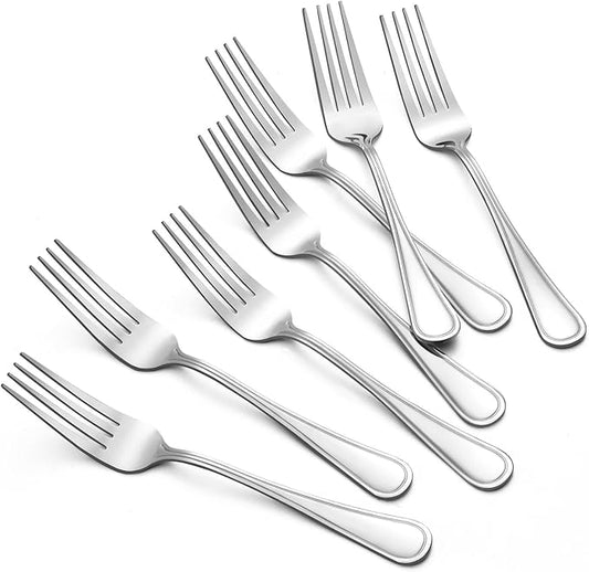 BEWOS 24 Piece 20cm Stainless Steel Polished Silver Dinner Forks Pack NEW