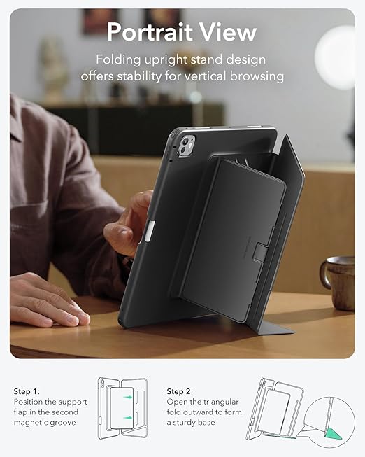 ESR 11 Inch iPad Pro 5th Gen M4 2024 Vertical Stand Cover Case in Black NEW