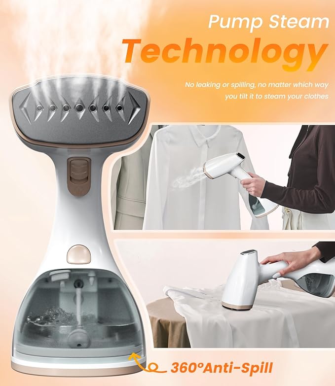 QH09 300ml 1500W Handheld Garment Steamer with Lint and Fabric Brush NEW