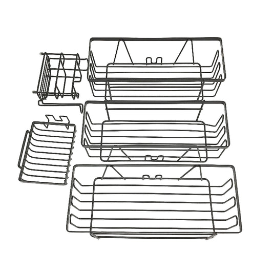 5 Pack Black Wire Stainless Steel Adhesive Shower Shelf with Soap Holders NEW