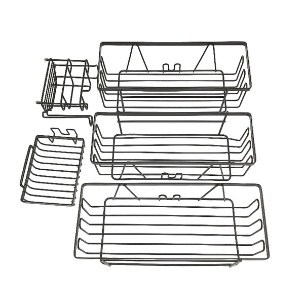5 Pack Black Wire Stainless Steel Adhesive Shower Shelf with Soap Holders NEW