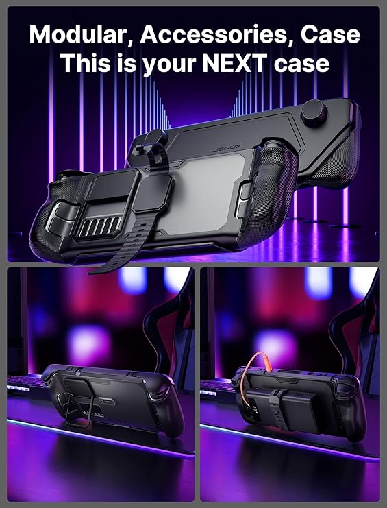JSAUX PC0104 ModCase for Steam Deck with Detachable Front Shell and Strap NEW