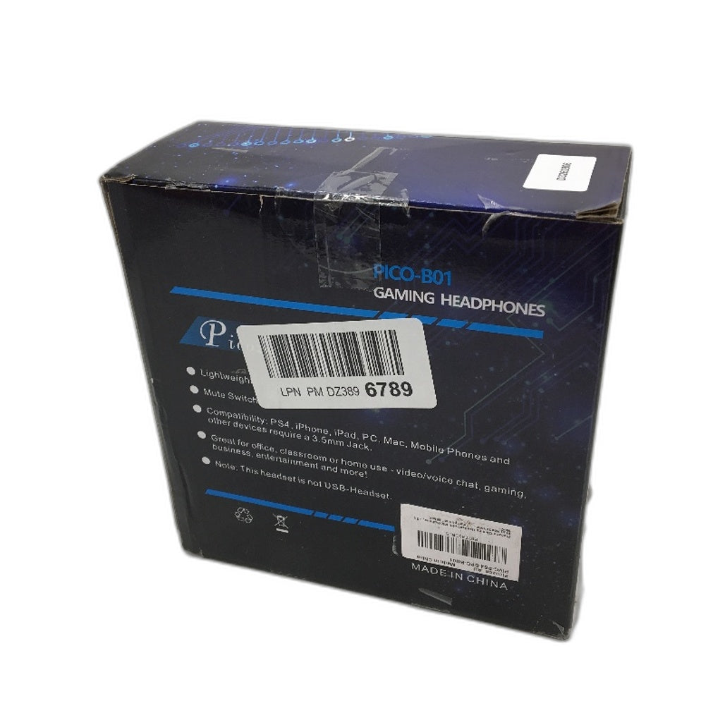 Picozon USB-A Wired Over Ear Lightweight Gaming Headset with Mic in Black NEW