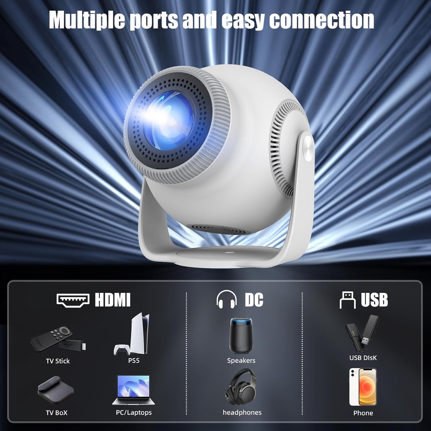 Velec TP360 1080p FHD Android 14 Mini Portable Home Theatre Projector DEMO