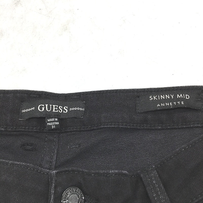 Guess Annette Skinny Slim Tapered Black Mid Rise Jeans Ladies Size UK 31 NEW
