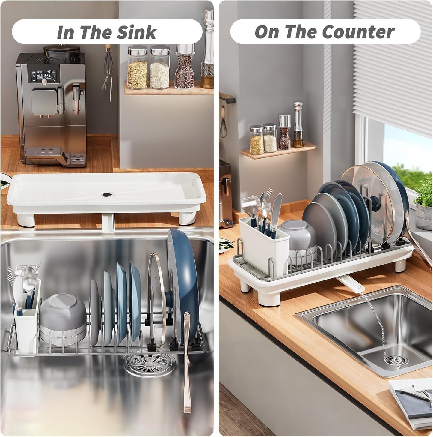 SanDream Small Stainless Steel Dish Drying Rack with Utensil Holder Online AU