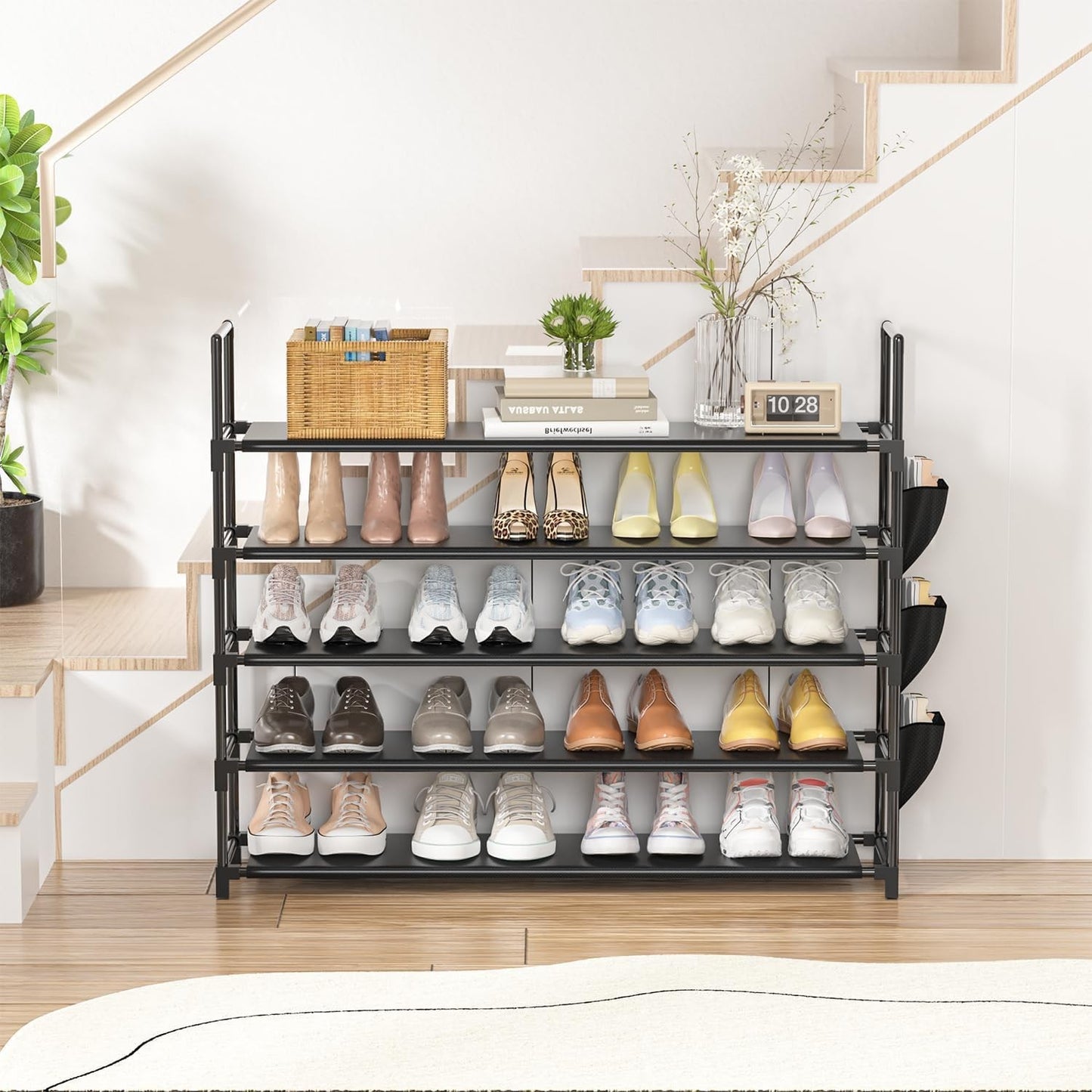 OYREL 5 Tier Shoe Rack Organizer for 20-25 Pairs Black Storage Online Australia