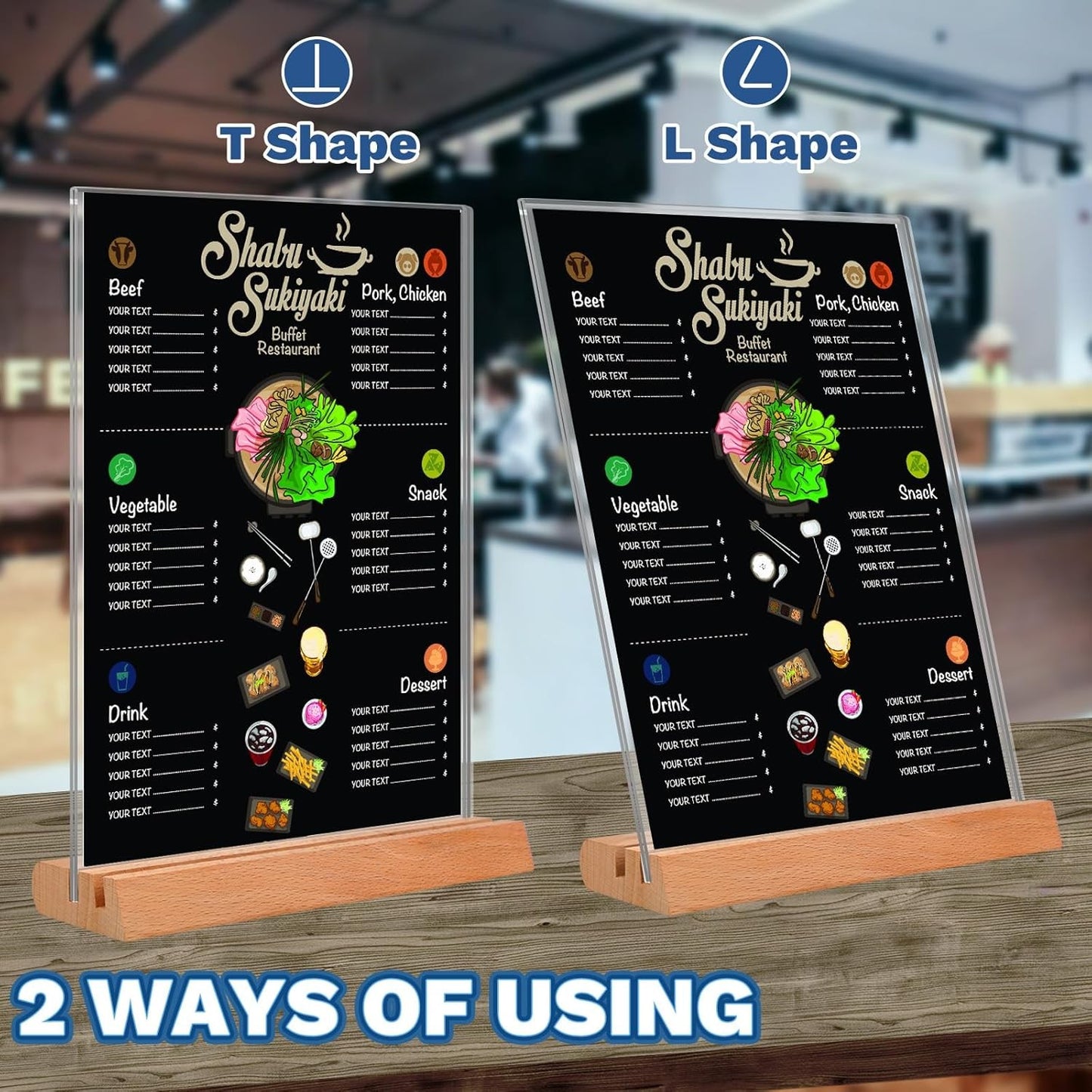 FayrVind 3 Pack A4 Acrylic Sign Holders with Wooden Base for Retail Display AU