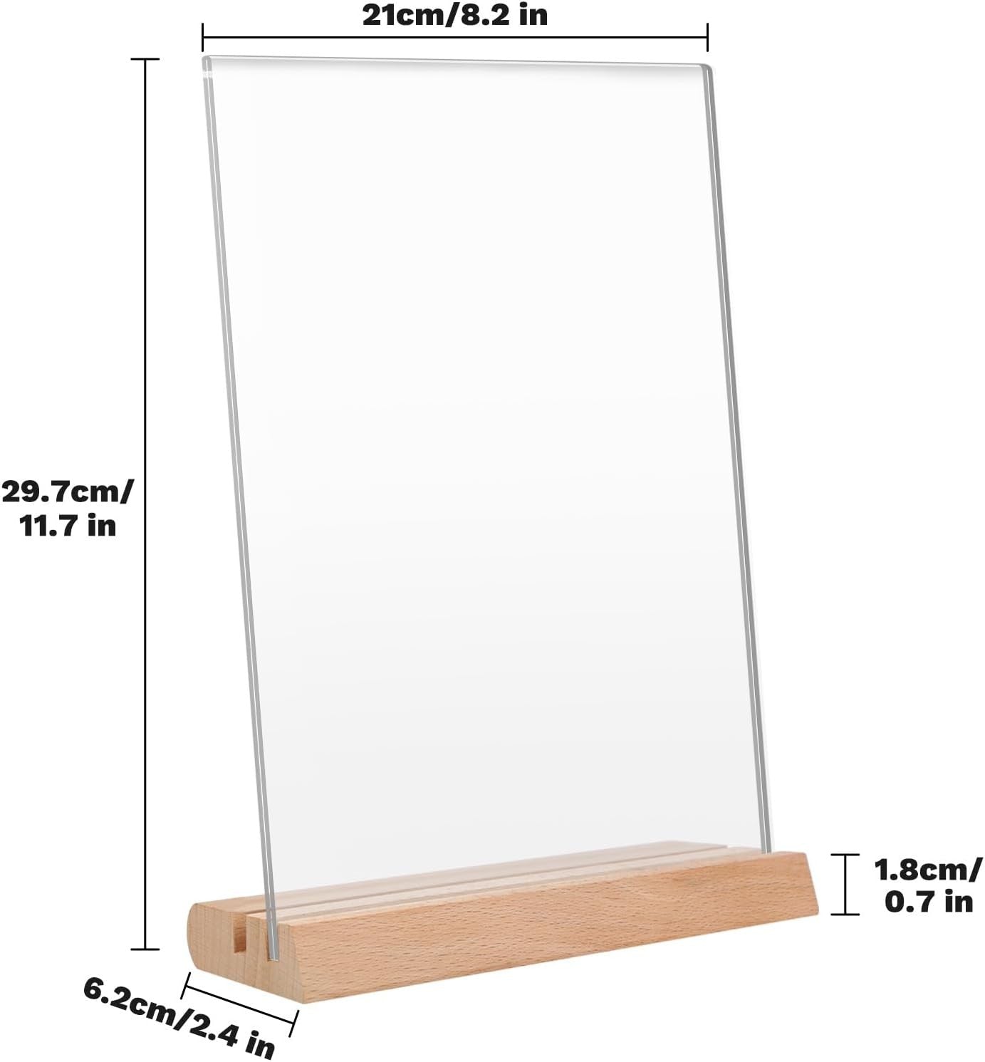 FayrVind 3 Pack A4 Acrylic Sign Holders with Wooden Base for Retail Display AU
