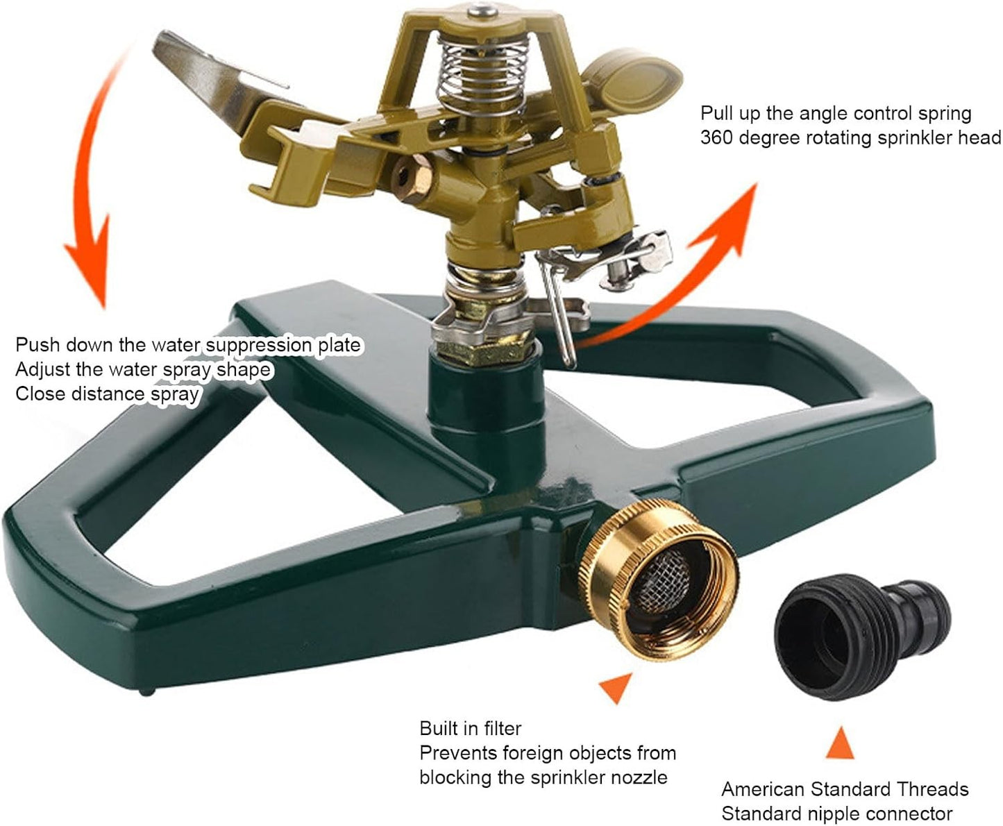 Gernie 360 Degree Rotating Garden Sprinkler for Large Areas with Metal Base AU