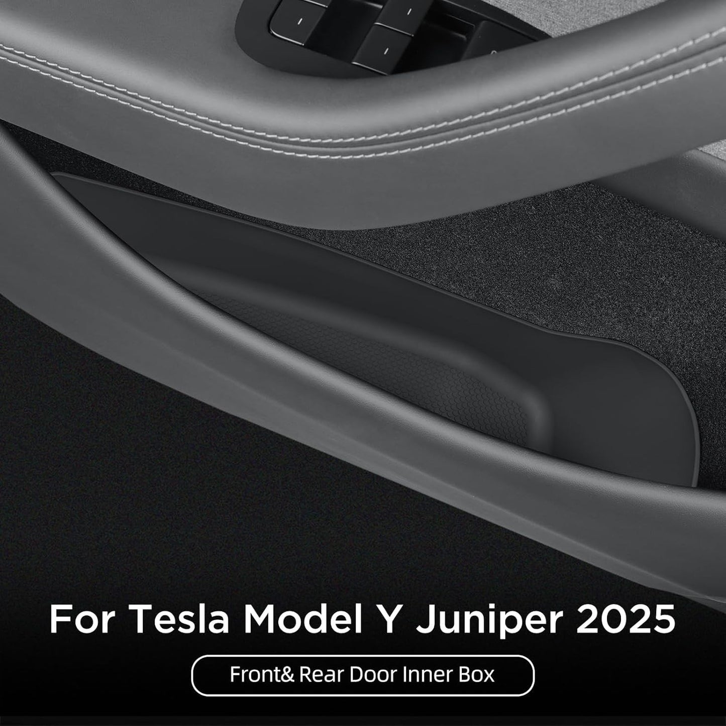 PAOFUFUI Door Side Pocket Storage Box for Tesla Model Y Juniper Black NEW
