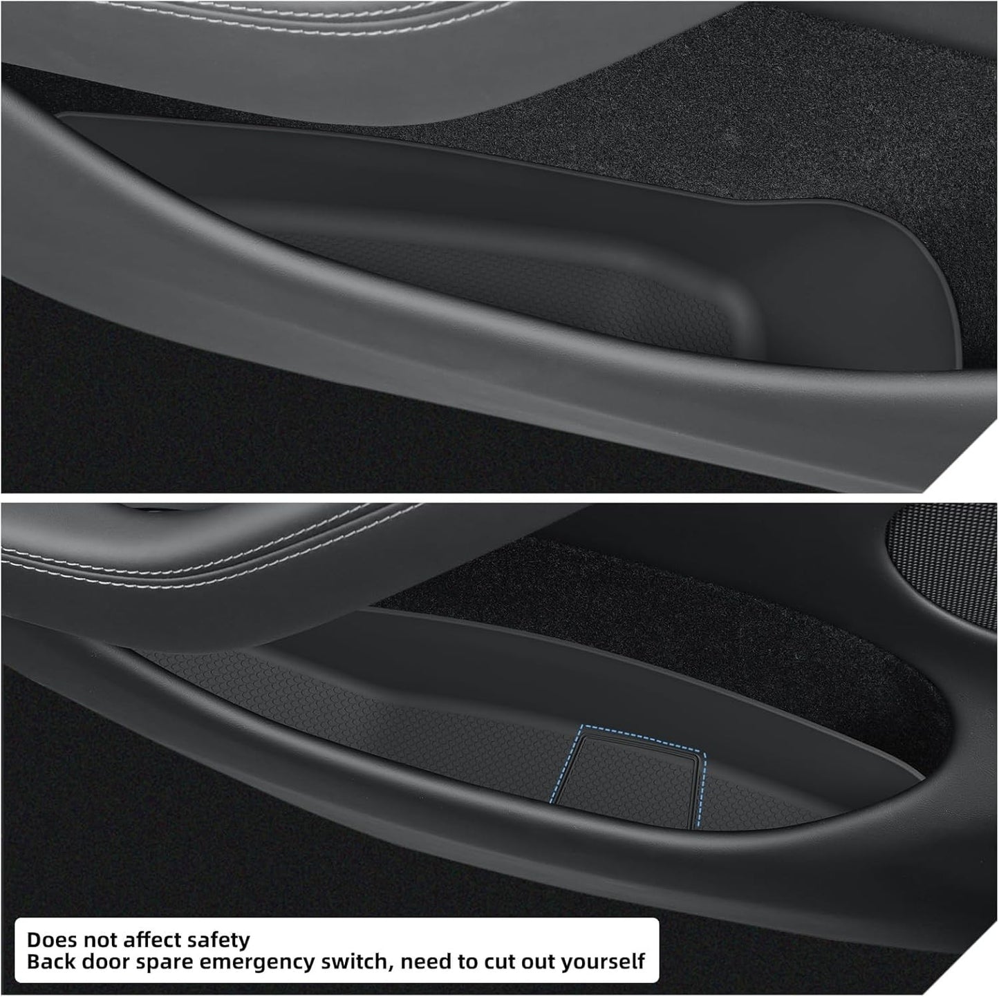 PAOFUFUI Door Side Pocket Storage Box for Tesla Model Y Juniper Black NEW
