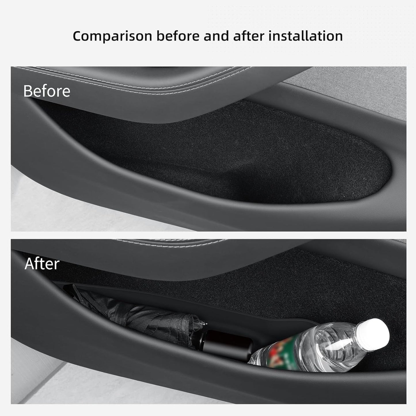PAOFUFUI Door Side Pocket Storage Box for Tesla Model Y Juniper Black NEW