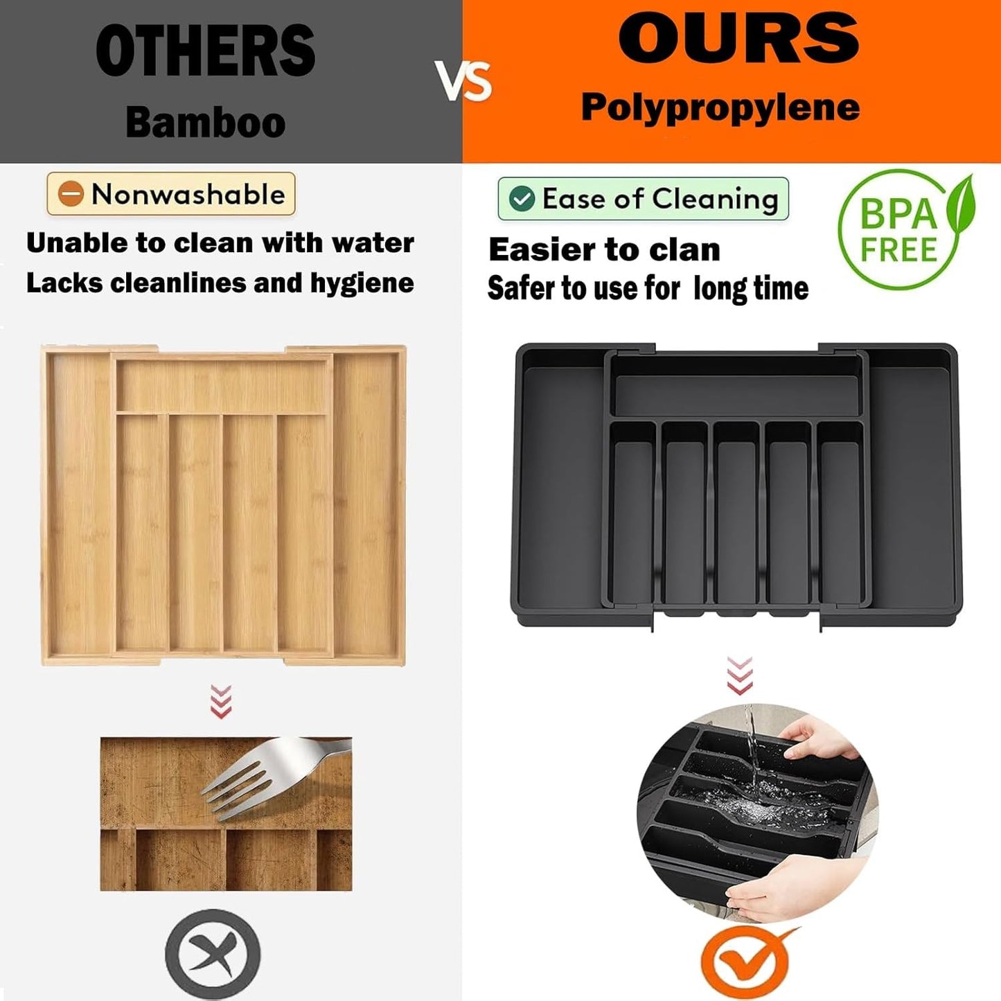 Expandable Utensil Drawer Organiser for Kitchen Storage NEW