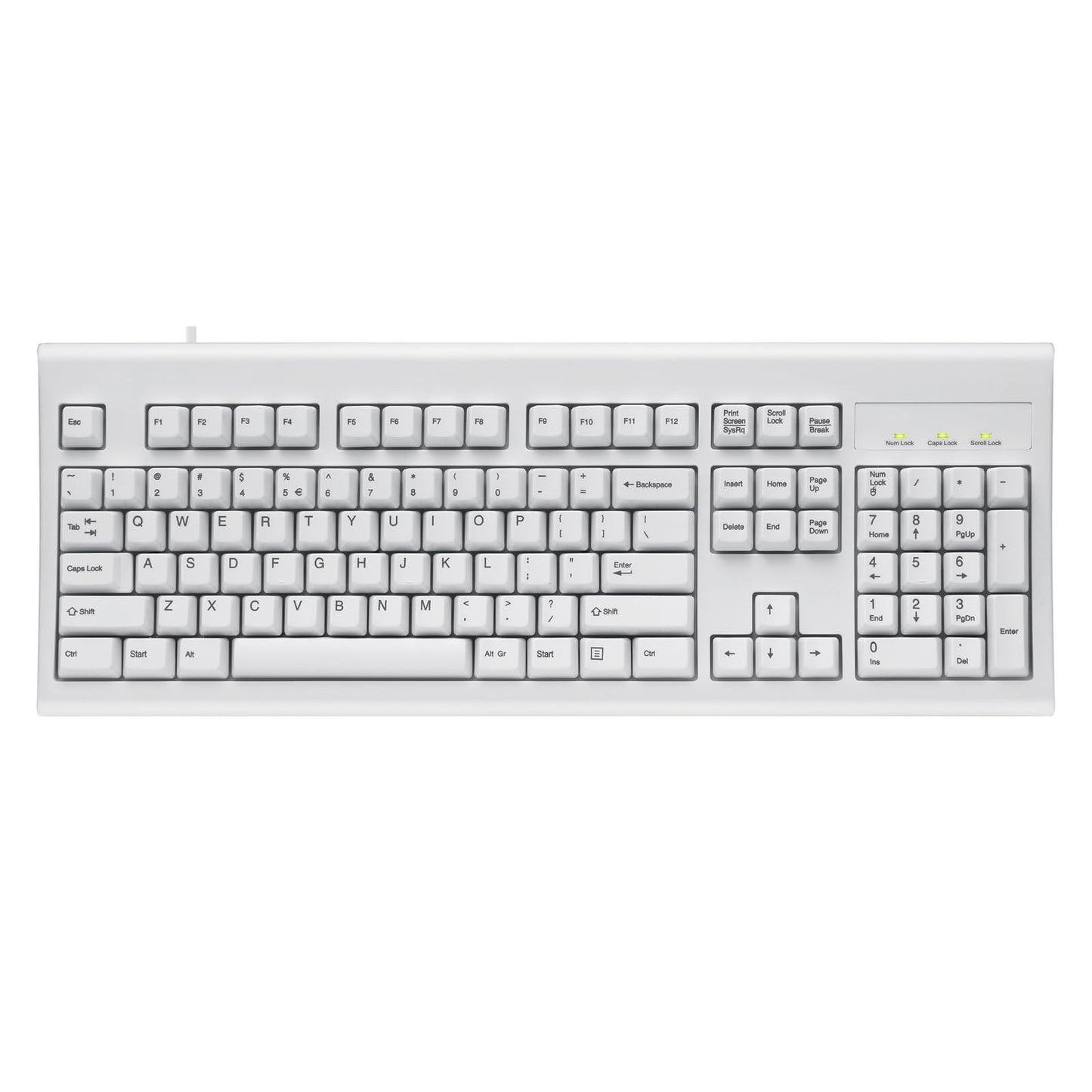 Perixx PB-106USW Performance Wired Membrane Keyboard Full Sized White