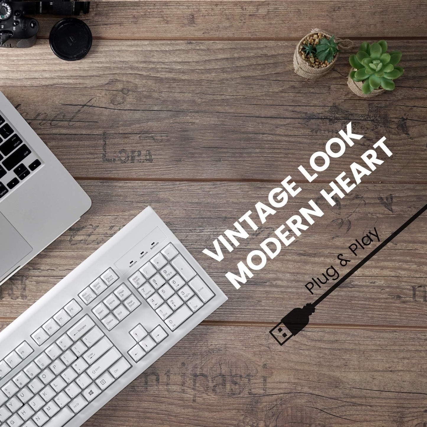 Perixx PB-106USW Performance Wired Membrane Keyboard Full Sized White