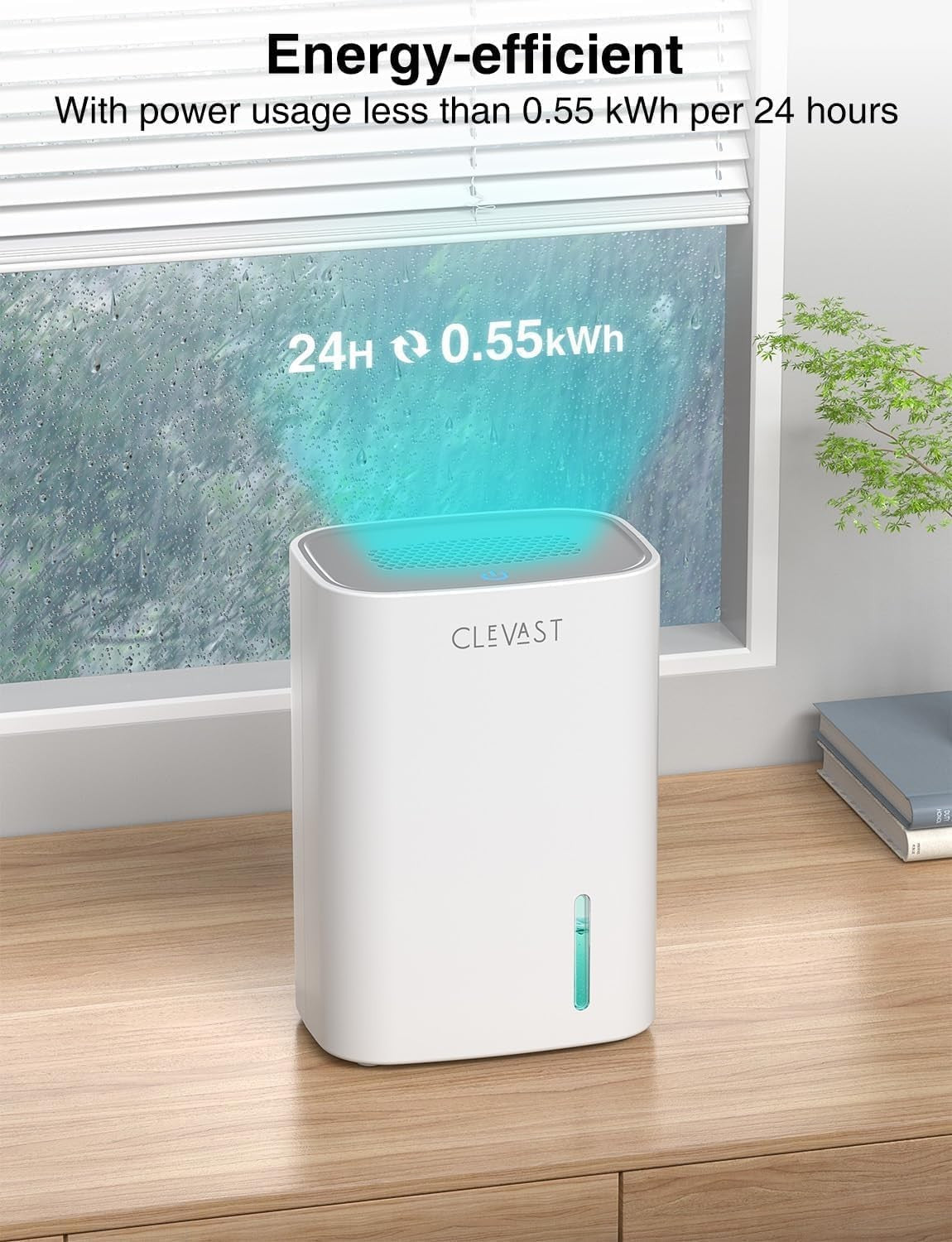 CLEVAST Mini Quiet Dehumidifier for Home 30oz Portable White