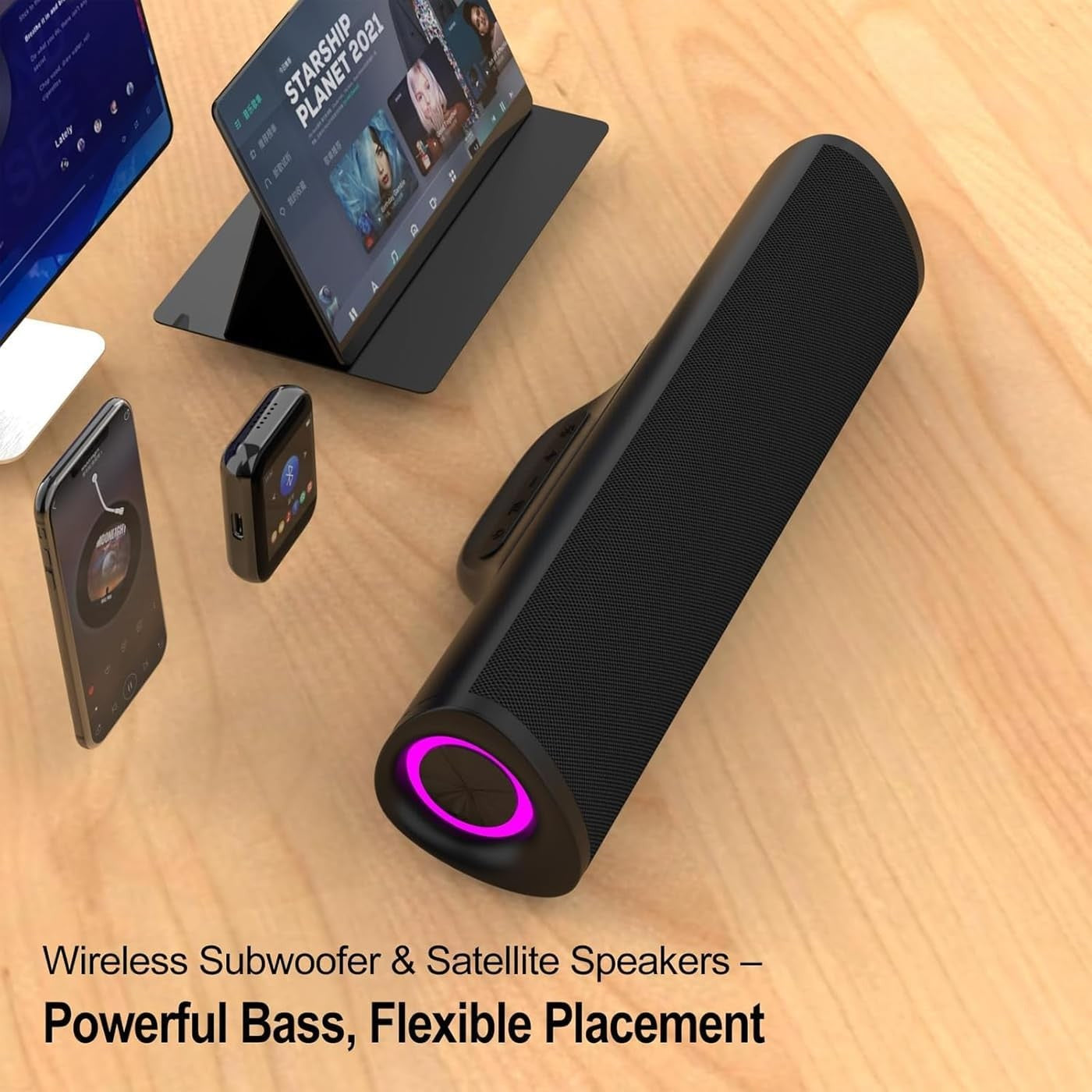 Jierben Smart Sound Bar 50W Bluetooth Surround System for TV Immersive Theater