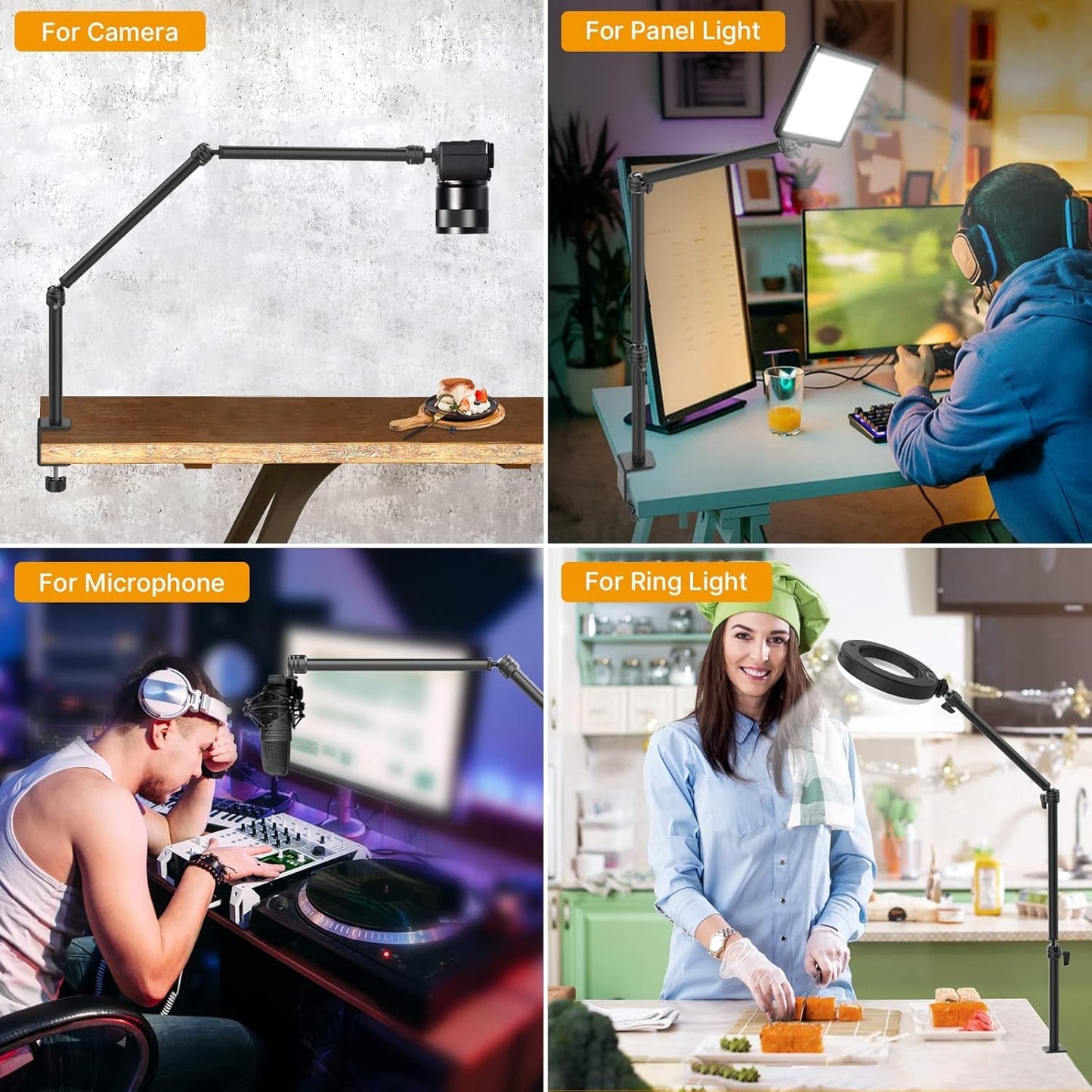 VIJIM LS08 Overhead Flexible C Clamp Camera Desk Mount with 360° Rotation