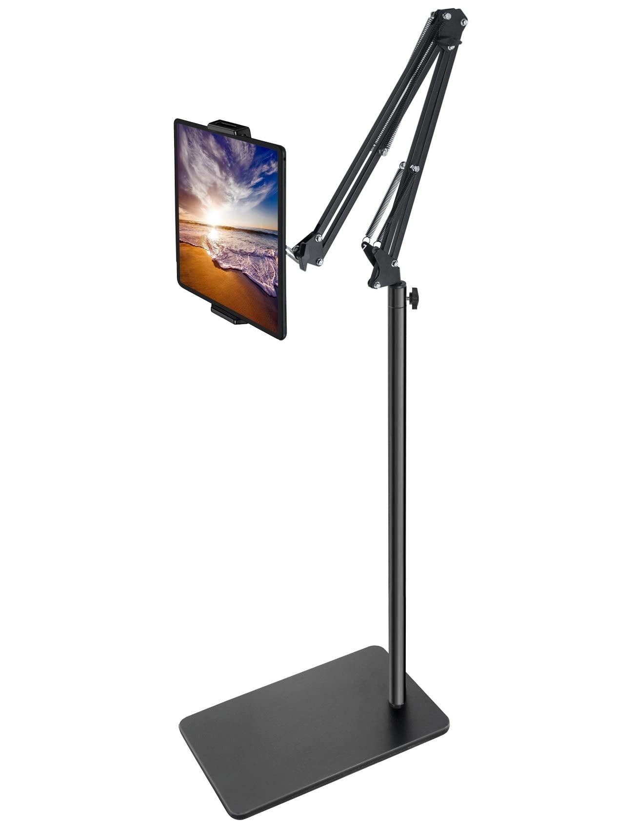 Adjustable Tablet Floor Stand with Heavy Base for iPad, Galaxy, Kindle