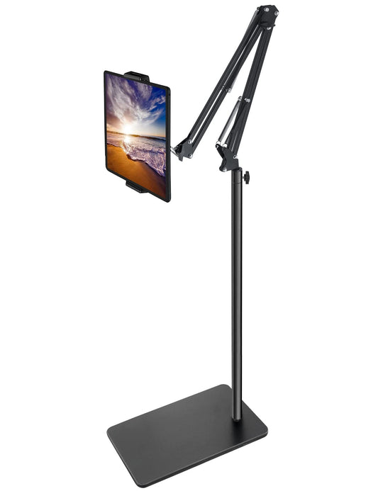 Adjustable Tablet Floor Stand with Heavy Base for iPad, Galaxy, Kindle