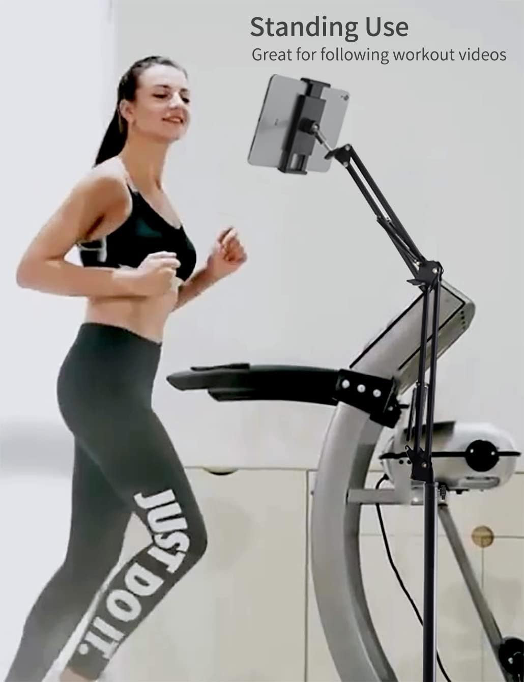 Adjustable Tablet Floor Stand with Heavy Base for iPad, Galaxy, Kindle