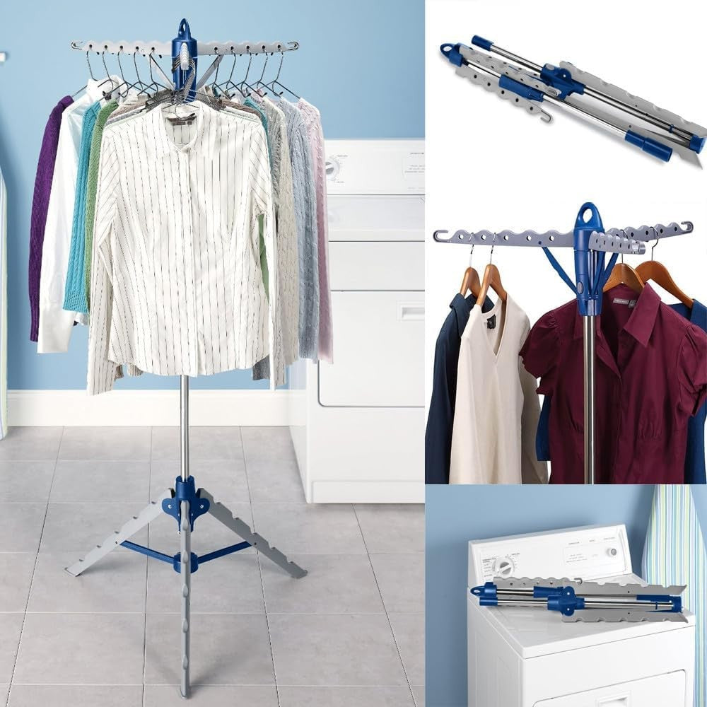 Portable Folding Multi Clothes Airer Laundry Drying Rack Tripod Stand